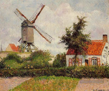  1894 Art - moulin à vent à knokke belgique 1894 Camille Pissarro